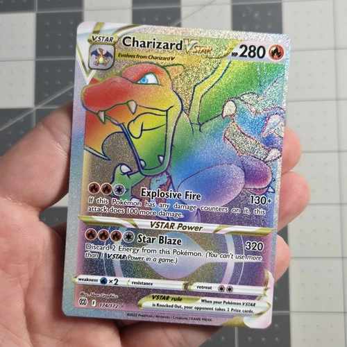 Charizard VStar OC Miscut Error Rainbow Secret Rare Pokemon Card 174/172