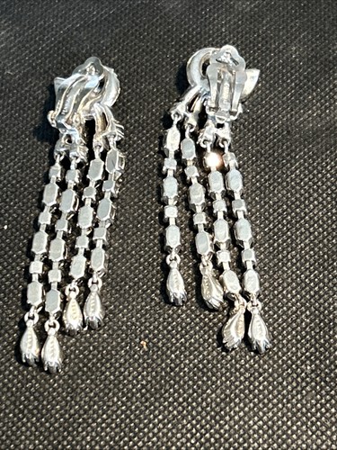 Vintage 1950s Signed Pennino Clear Rhinestone Waterfall /Chandelier Earrings - 第 6/7 張圖片