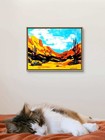 Original Modern Landscape Art 8x10 Desert Cacti Badlands Acrylic Painting Canvas — photo 3