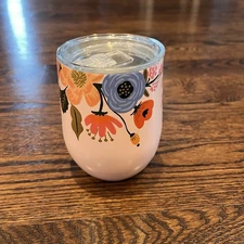 NWOB Corkcicle Rifle Paper Co Pink Floral 12 Oz Mug Wine Tumbler With Lid
