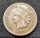 1862 Indian Head Cent 1C - Philadelphia Mint - VF Details - Off Center Strike