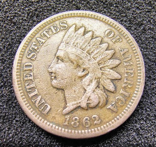 1862 Indian Head Cent 1C - Philadelphia Mint - VF Details - Off Center Strike