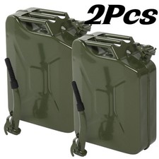 2PCS Jerry Can 5 Gallon 20L Gas Can Army Backup Metal Steel Tank w/ Spout Green