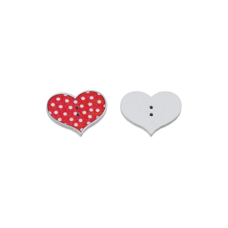 30pcs Cute Heart Wooden Buttons for Crafts Sewing Scrapbooking DIY Decor 25x20mm - Image 2 of 4