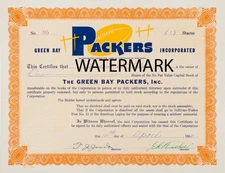 1950 Green Bay Packers Football Stock Certificate Obsolete Sheet REPRODUCTION