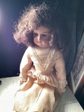 Antique German Made Bisque Doll 164 Leather Body 17  