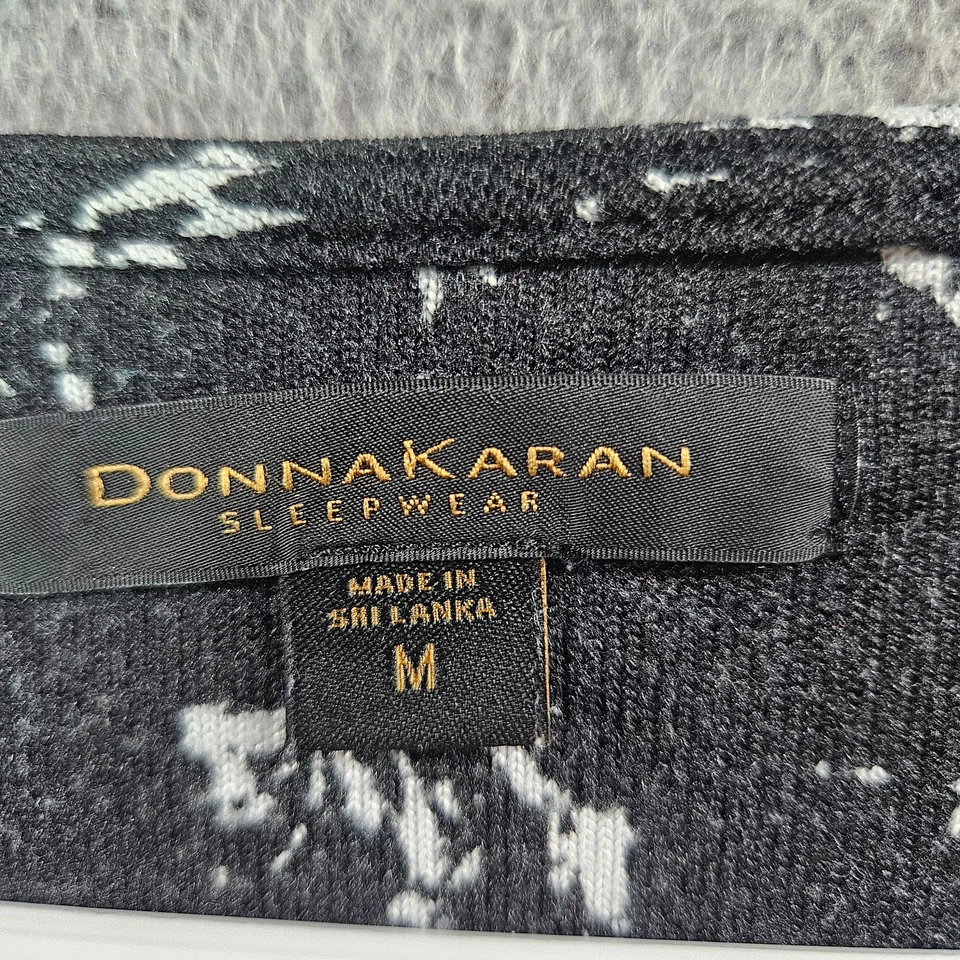 Prendas para dormir Donna Karen Top para mujer estampado abstracto medio elástico negro blanco Foto 4 de 4