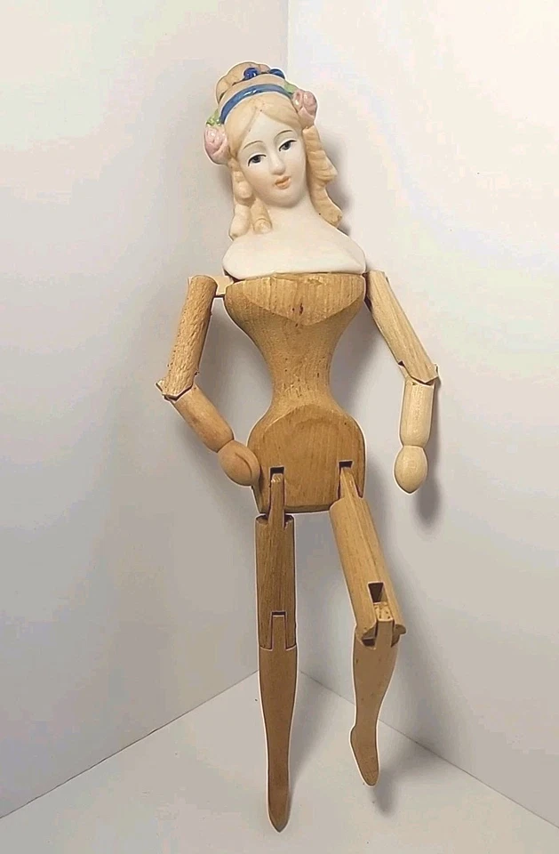 Muñeca Shackman Early American Articulada Madera y Porcelana Hecha en Japón Muñeca 9.5" Foto 4 de 4