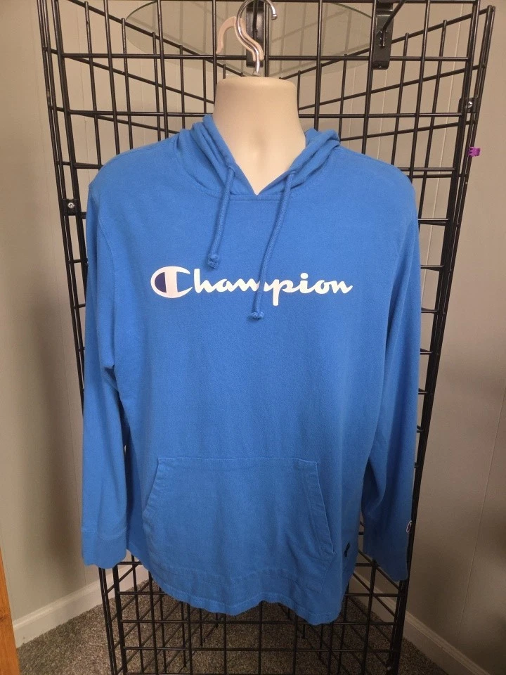 Champion Men’s Mid weight Gorgeous Blue Pullover Hoodie Sweatshirt Size L
