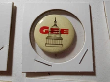 1-1/8" Gee unknown office and location litho pinback button