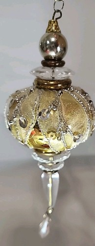 Egyptian Hand Blown Gold Glass Christmas Ornament Unique 7.5 Tall
