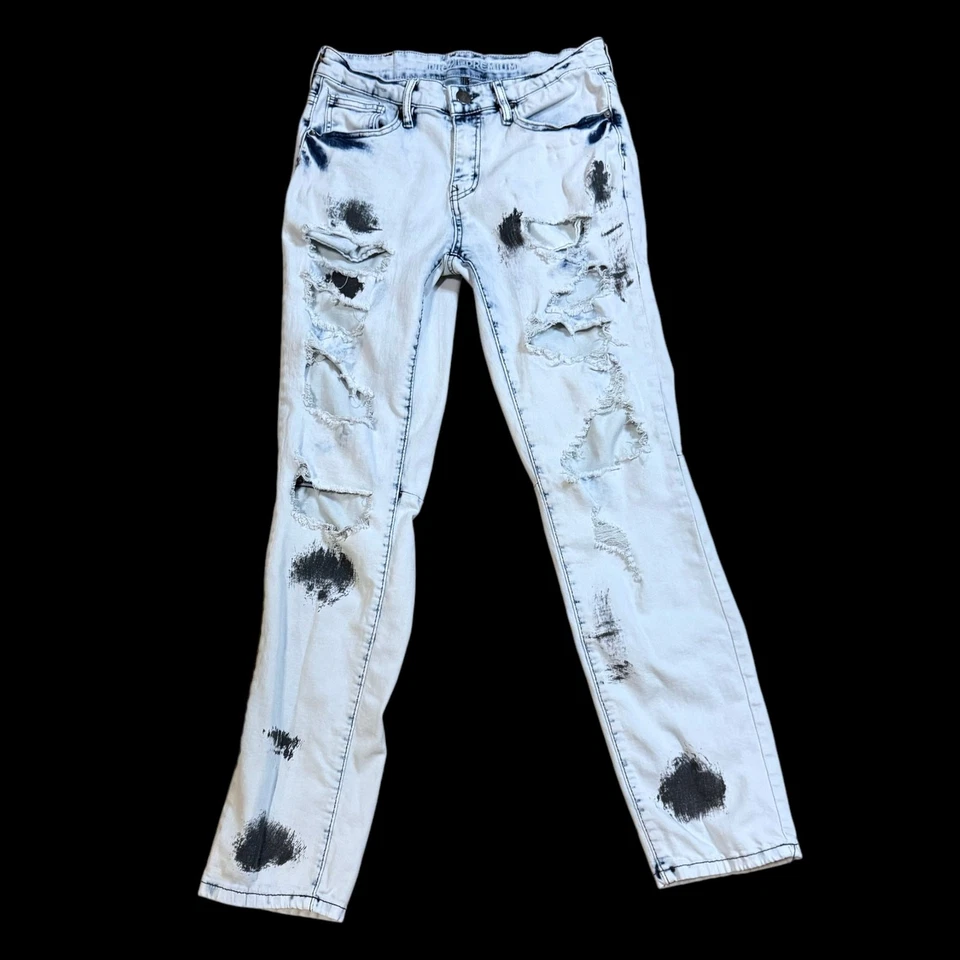 Rue 21 Jeans Bundle Mens Blue Acid Wash 30/32 White Moto S/30 Rave Skater - Image 2 of 4