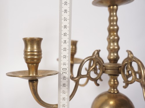 Vintage antiker Kerzenhalter Kandelaber 5-flammig Messing Brass im Barockstil - Bild 8 von 11