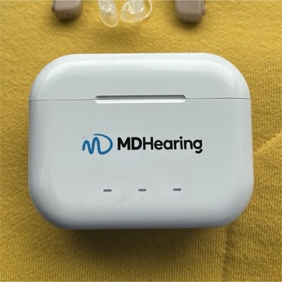MDHearing VOLT MAX 2 Rechargeable BTE Hearing Aids Beige with Case