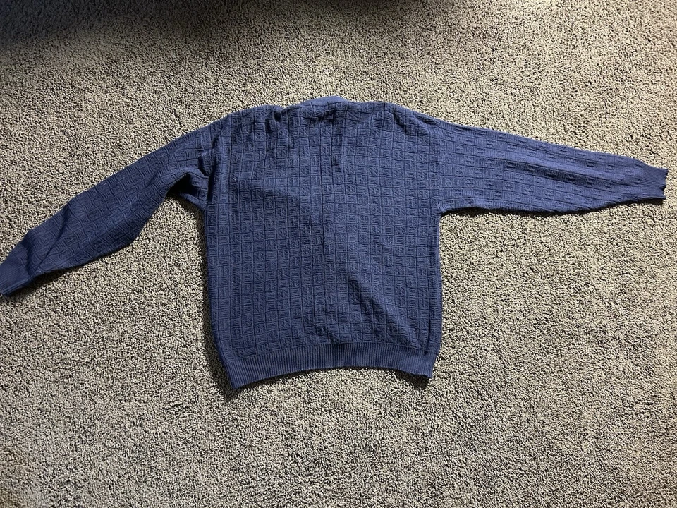 Cárdigan Suéter Trader Bay Hombre Grande Azul Marino Tejido Pesado Abuelo Botón Grueso Foto 4 de 4
