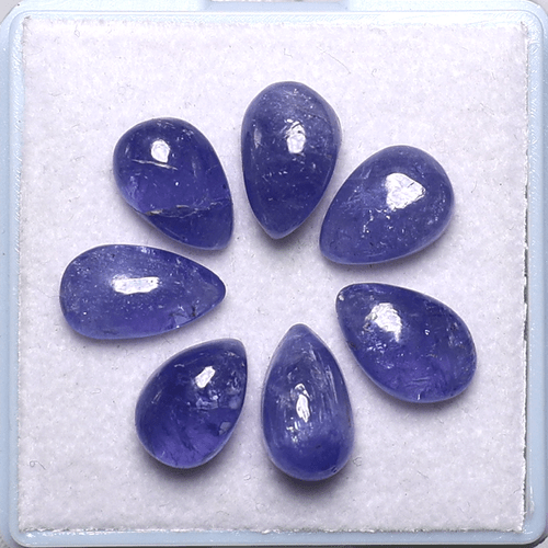 Lot 7 Pcs Natural Tanzanite Hi-Quality Untreated 10-12mm Pear Cabochon Gemstones - Picture 5 of 12