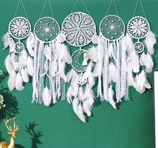 Dream Catchers Boho Wall Decor - Handmade Moon and Sun Feather Dreamcatcher S...