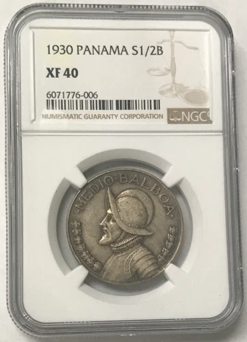 1930 Panama 1/2B 12.5g .900 Silver Half Balboa - NGC XF40