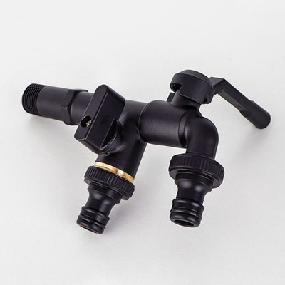 Extended double-head faucet courtyard one inlet and two outlet copper faucet