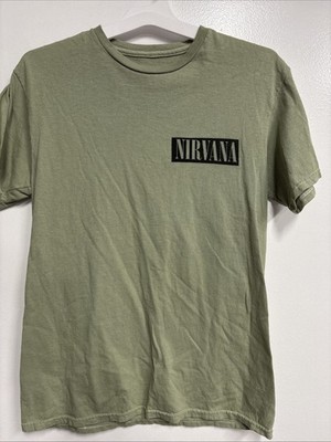Nirvana Green T-Shirt Something In The Way Size Medium 100% Cotton Short Sleeve