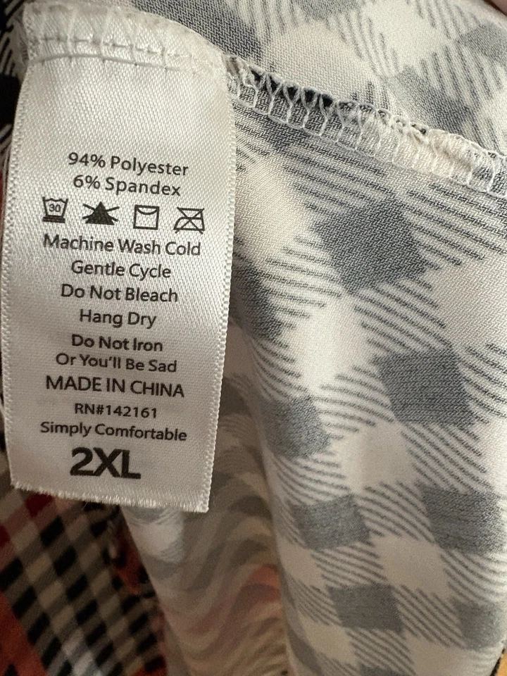 Mujer Vestido Lularoe Nicole Blanco y Negro Cuadros Con Acento Rojo Talla 2 Xl Foto 4 de 4