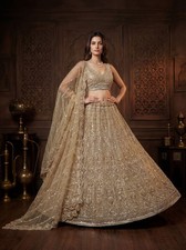 Luxury Net Lehenga Choli Crystal Handwork Bridal Wedding Reception Wear