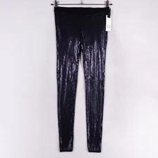 BB Dakota Leggings Womens Small Ebony Gray All Over Sequins Full Length NEW