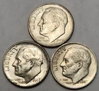 1947 P D S Roosevelt Silver Dime Year Set, 90% Silver, Great For Albums, R-47AB