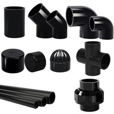 PVC Metric Plumbing Fittings Pipe For Aquarium Fish Tank Pond Solvent Weld-Black