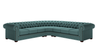 Ecksofa Ledersofa Blau Sofa Polster Eck Couch Garnitur Sitz Design Chesterfield