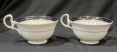AYNSLEY Cobalt Blue/Gold Trim 2 Tea Cups Bone China -made in England