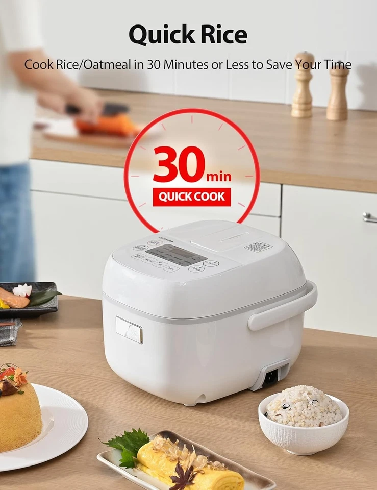 Toshiba Mini Steam Rice Cooker with 24-Hour Delay Timer and Keep Warm Function, - Image 4 of 4