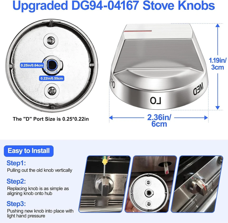 New DG94-04167 DG94-04167A Fors Samsung Gas Stove Oven Knobs NX60A6311SS/AA - Image 4 of 4