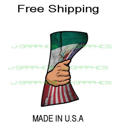 Mexican American Flag Sticker Decal Hand Pulling Mexico USA America