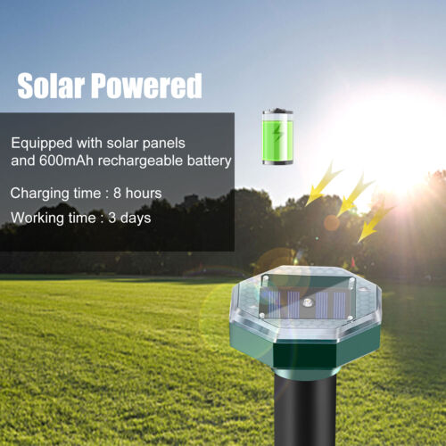 Mole Repellent Ultrasonic Solar Powered LED Animal Repellent for Outdoor Lawn US - Picture 25 of 58