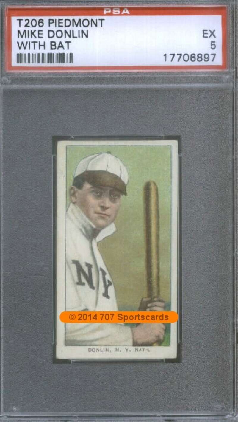 1909-11 T206 #132 Mike Donlin Piedmont 350 PSA 5 Batting  (6897)