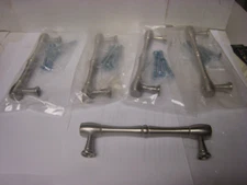 Top Knobs Lot of 5  Nouveau Bamboo Pulls 3 3/4" C-C Brushed Satin Nickel M723-96