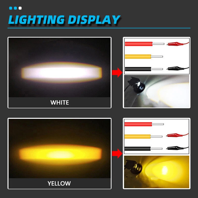 摩托车LED聚光灯前大灯雾灯双色SUV越野摩托车通用型 - 图片8/15