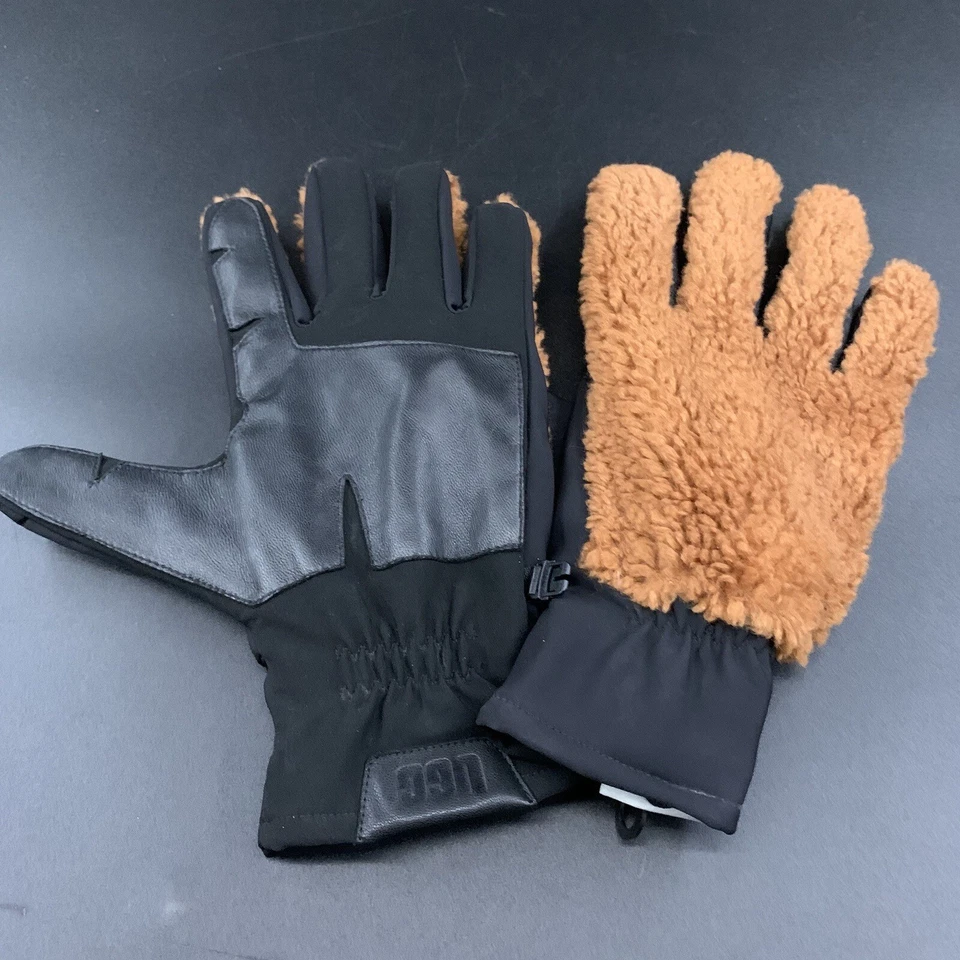 GUANTE UGG SHERPA PARA HOMBRE L/XL CON PARCHE DE PALMA CONDUCTOR DE CUERO ~ MADERA DURA MARRÓN Foto 2 de 4