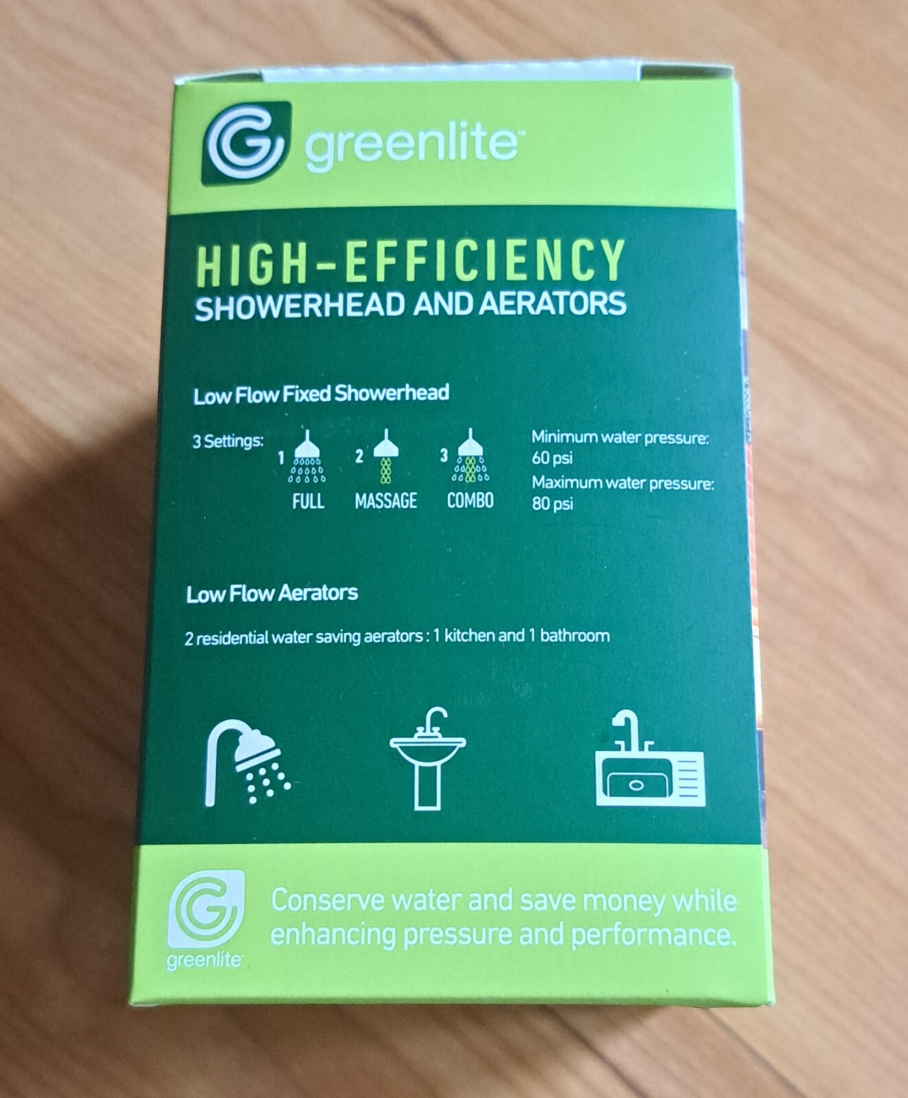 GREENLITE WATER SAVING KIT Fixed Shower Head, Bathroom & Kitchen