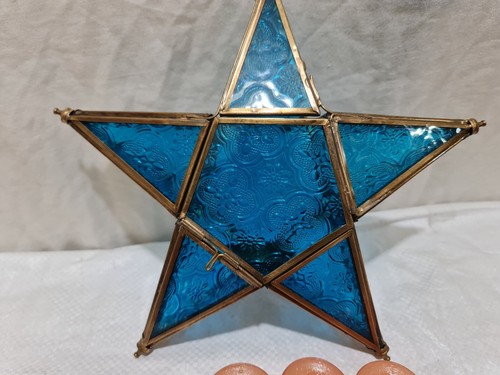 Vintage Style blue Star Hanging Tea Light+ yankee Candles Lantern Holder 10" - Picture 16 of 23