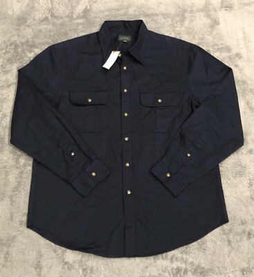 J.Crew OARSMAN Heritage Twill Two-Pocket Workshirt Men s Large Navy