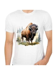 Montana Buffalo Bison Wild Life Art  T shirt for Men Apparel