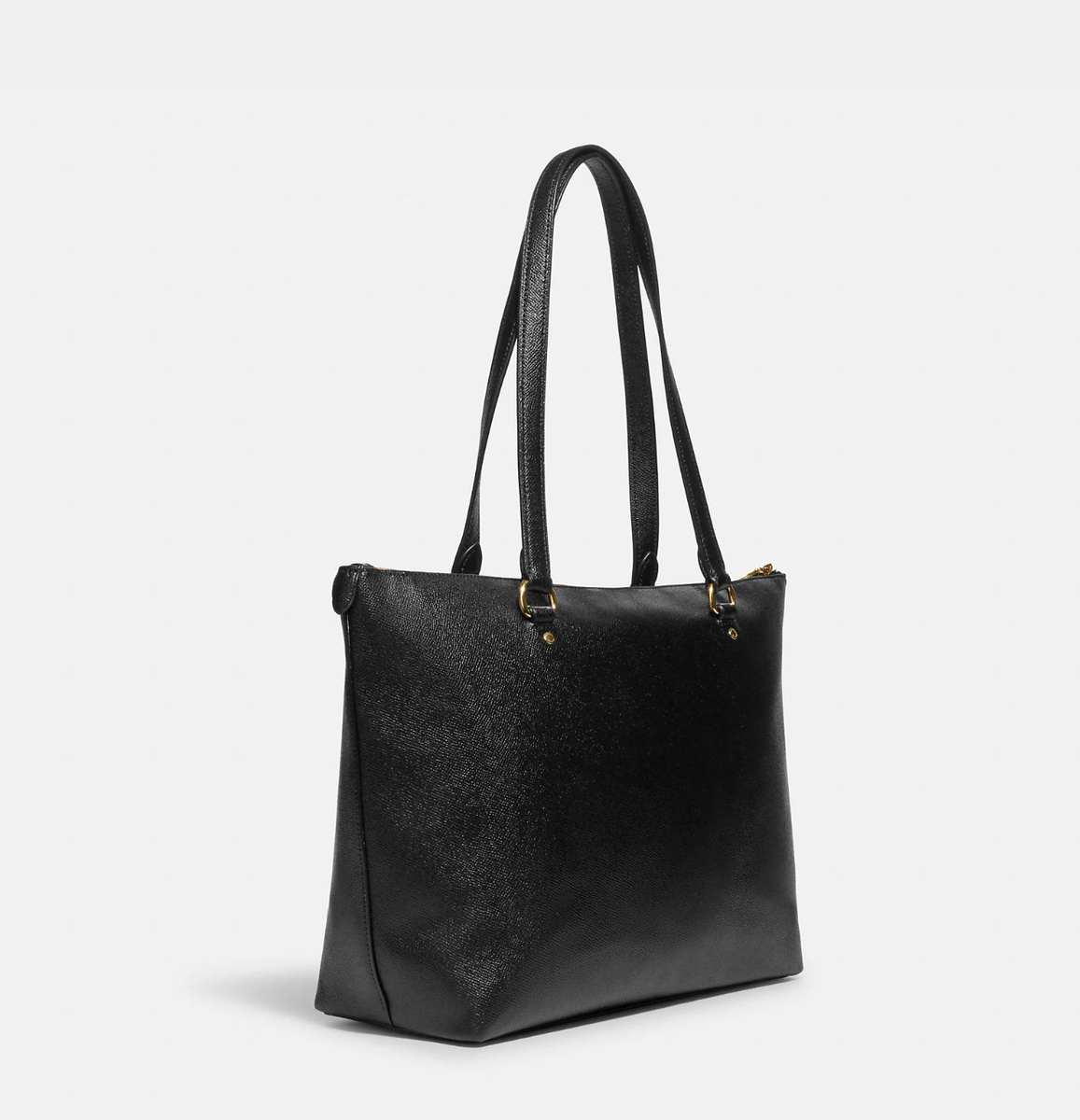 COACH GALLERY TOTE Black Crossgrain Leather Gold Hardware
