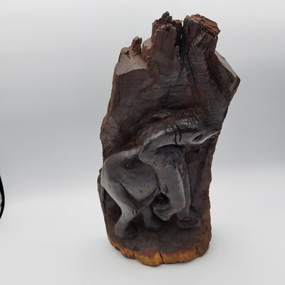 Vintage Elephant Hand carved Wood Relief Sculpture Durban South Africa