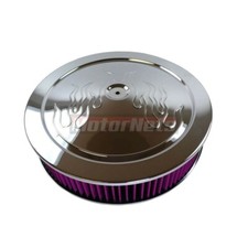14x3 Flame Muscle Washable Chrome Air Cleaner Chevy Ford Mopar Hot Street Rod