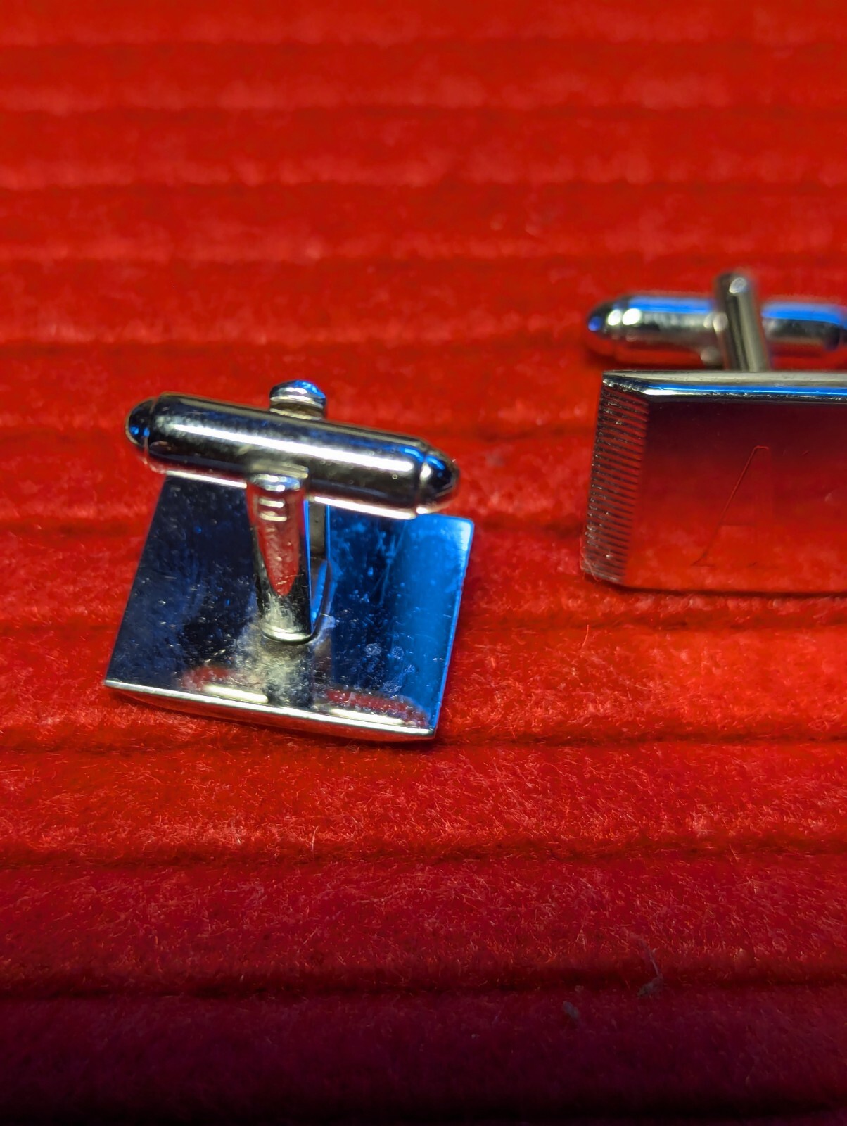Monogram Initial Cufflinks A Silver Tone VINTAGE - image 5