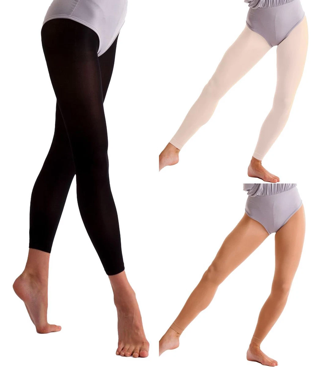 Ladies Silky Footless Dance Tights 60 Denier Black, Pink or Tan S-XL