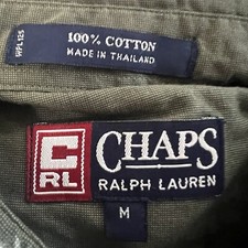 Vtg Chaps Ralph Lauren Dark Green Long Sleeve Button Up Dress Shirt Men's Medium