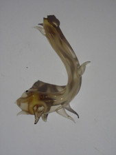 1930s Art Deco Bimini,Morano Glass fish vase 3.5" x 4.25" cream/brown